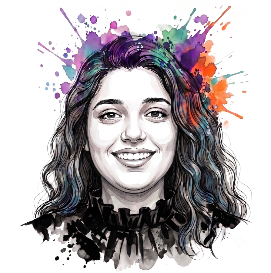 Illustrated portrait of Ananya Rangaraju